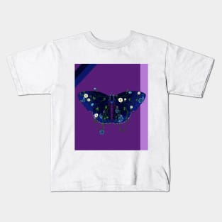 Dark Blue Butterfly Kids T-Shirt